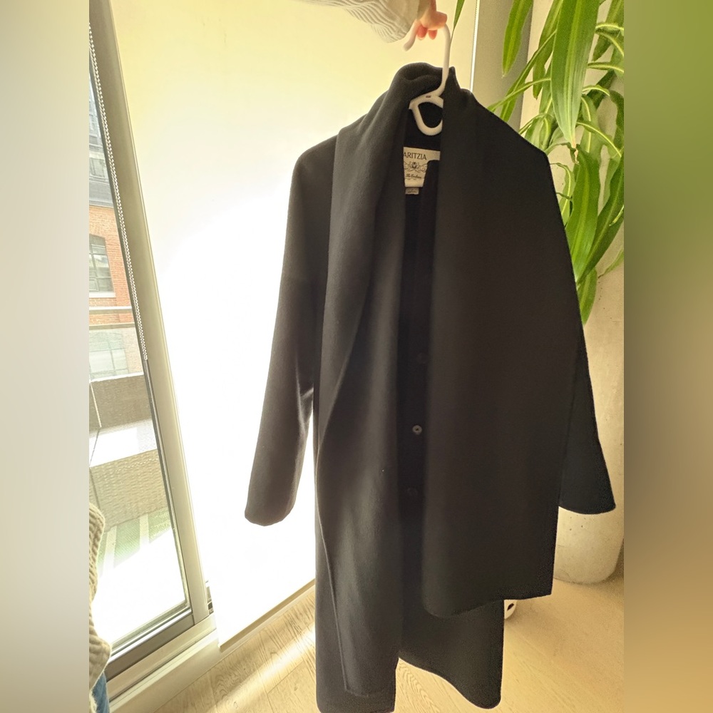 Aritzia Embrace Black Wool Scarf Coat - Picture 10 of 10